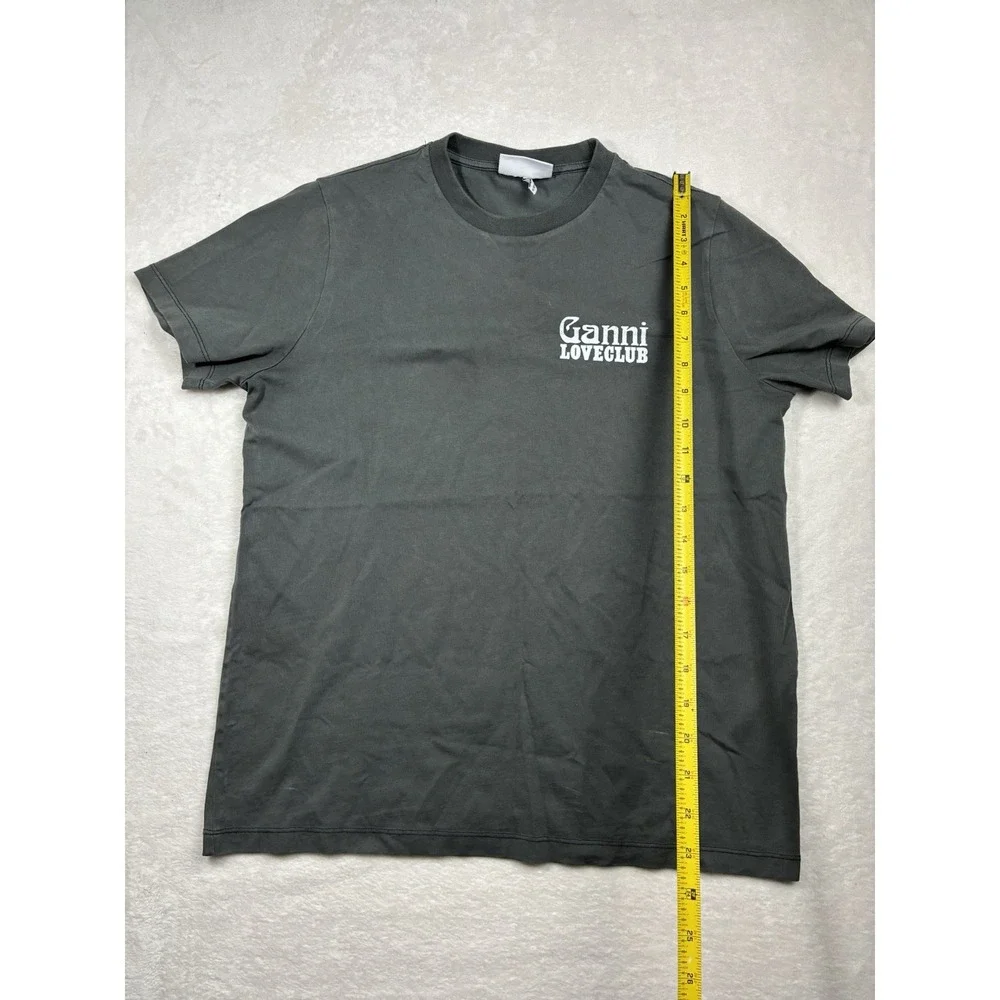 Ganni Love Club T-Shirt Size Small Gray Women's Made in Portugal